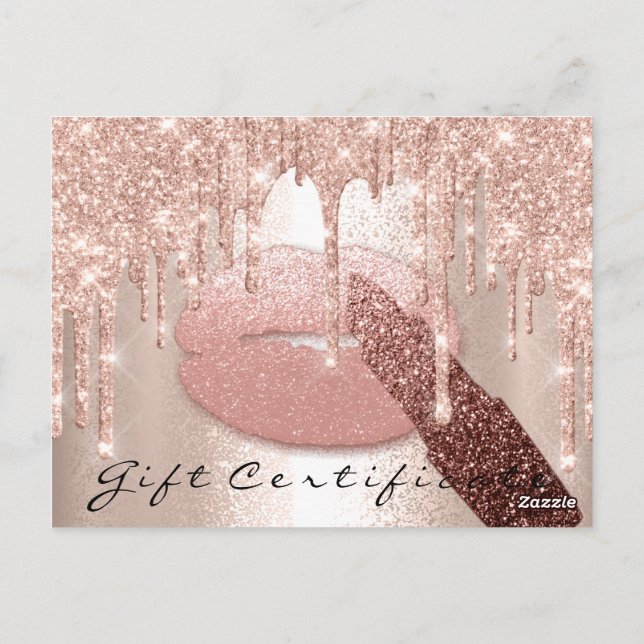Gift Certificate Lashes Kiss LIps Makeup Beauty Postcard (Back)