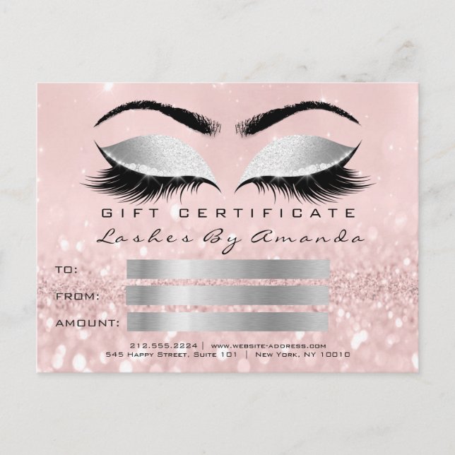 Gift Certificate Microbl Grey Cosmetologist Lashes Postcard (Front)
