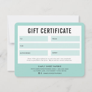 GIFT CERTIFICATE modern business voucher mint