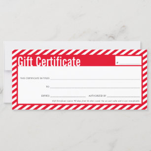 GIFT CERTIFICATE modern christmas red stripe jolly