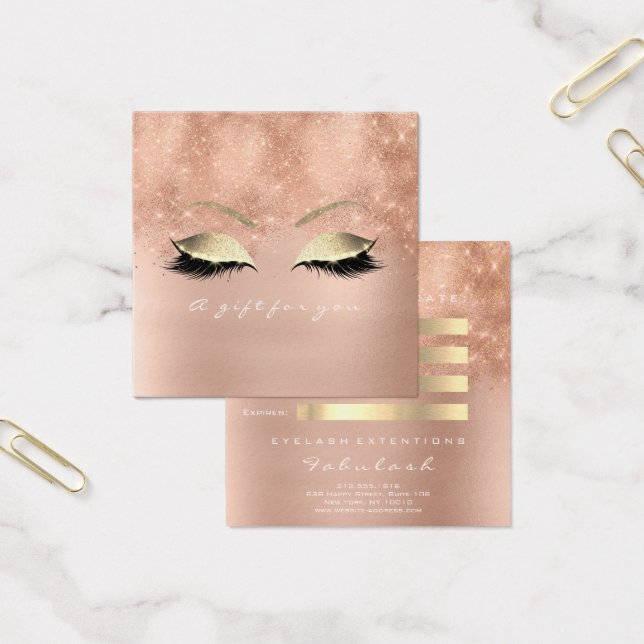 Gift Certificate Pink Glitter Gold Lashes Makeup (Office)