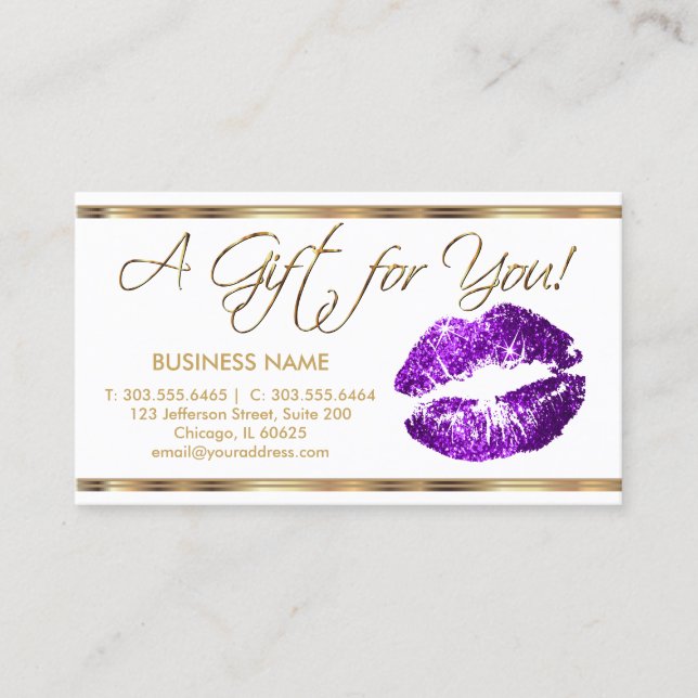 Gift Certificate Purple Lipstick Business (Front)