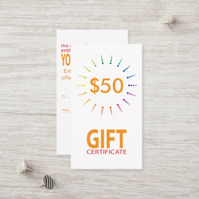 gift certificate rainbowBurst (Front/Back In Situ)