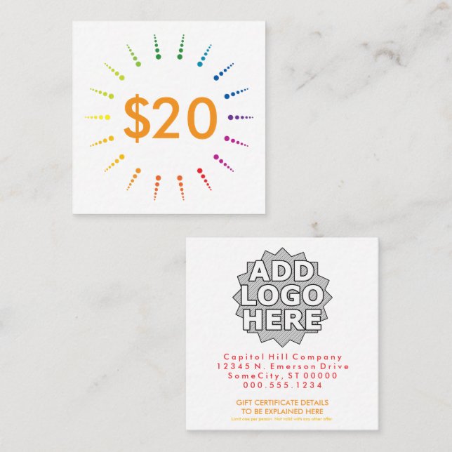 gift certificate rainbowBurst (Front/Back)