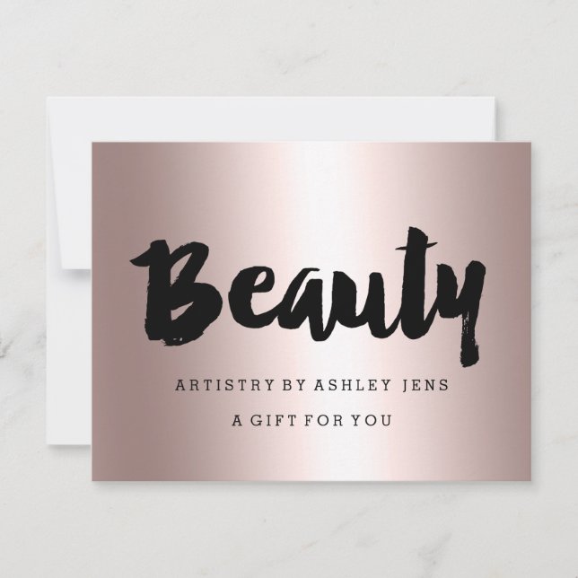 Gift certificate rose gold beauty script metallic (Front)
