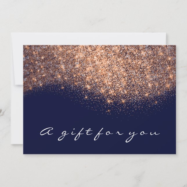Gift Certificate Rose Gold Glitter Copper Blue Nav (Front)