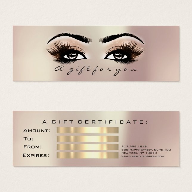 Gift Certificate Rose Gold  Lashes Makeup (Front & Back)