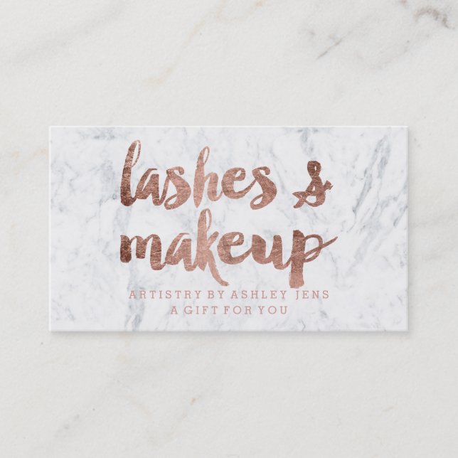 Gift certificate rose gold lashes makeup marble (Front)