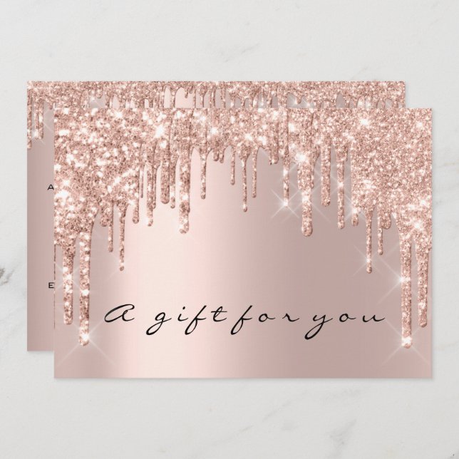 Gift Certificate Rose Gold Makeup Hair Nail Lashes Invitation (Front/Back)