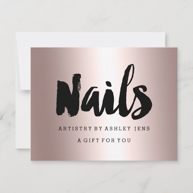 Gift certificate rose gold nails script metallic (Front)