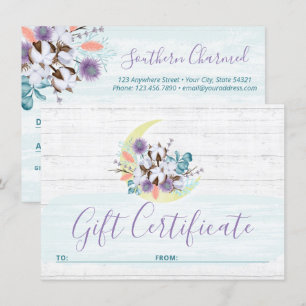 Gift Certificate Southern Floral Cotton Moon Card