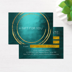 Gift Certificate Teal Gold Geometric Circles 