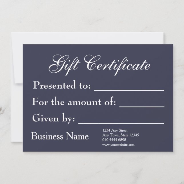 Gift Certificate Template Generic New Value Budget (Back)