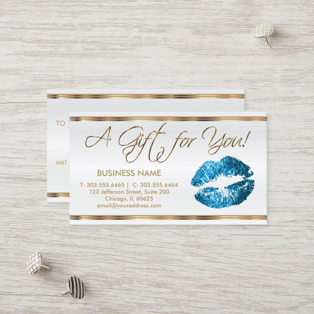 Gift Certificate Turquoise Lipstick Business (Front/Back In Situ)