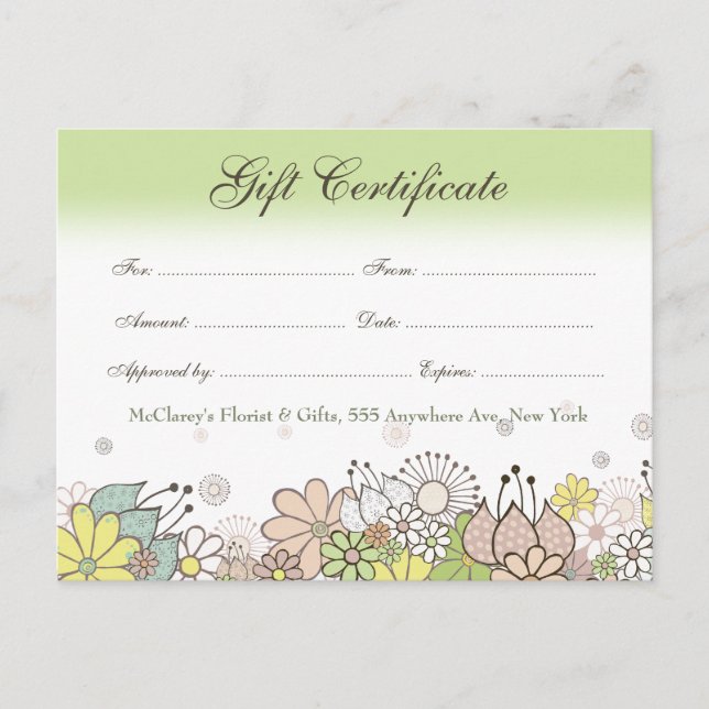 Gift Certificate Voucher Store Business Postcard (Front)