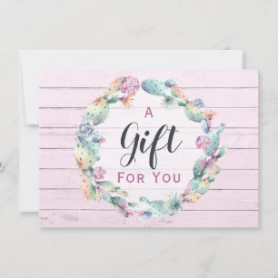 Gift Certificate Watercolor Succulent Cactus Boho