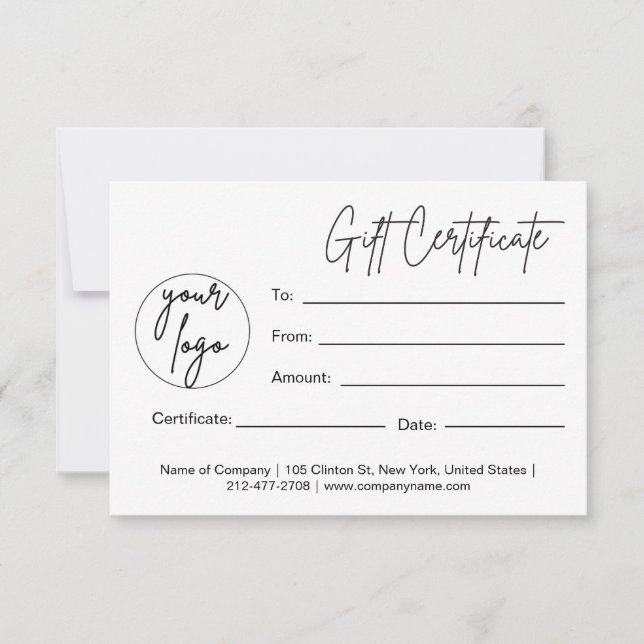Gift Certificate With Business Logo RSVP Card (Front)