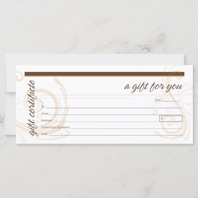 Gift Certificate with Modern Swirl Motif (Front)