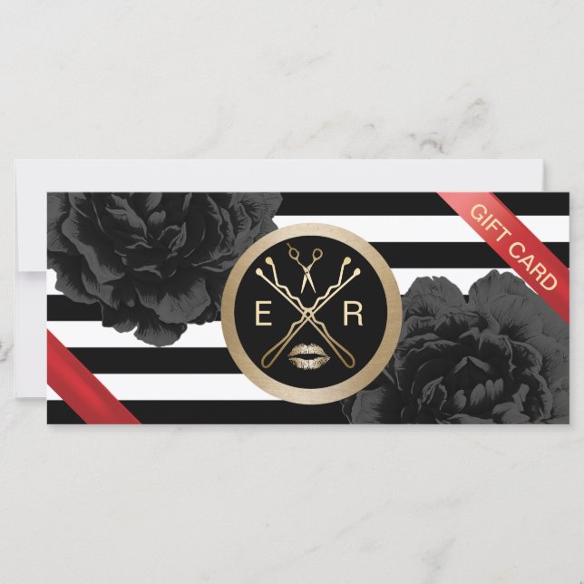 Gift Certificates | Black Floral Modern Stripes (Front)