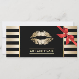 Gift Certificates Gold Lips Modern Stripes Salon