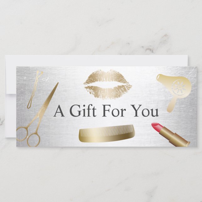 Gift Certificates Modern Gold Silver Beauty Salon (Front)