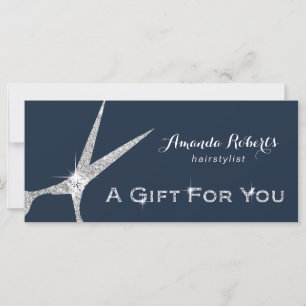 Gift Certificates Navy Silver Scissor Hair Salon