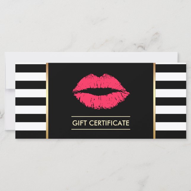 Gift Certificates | Red Lips Modern Stripes Salon (Front)