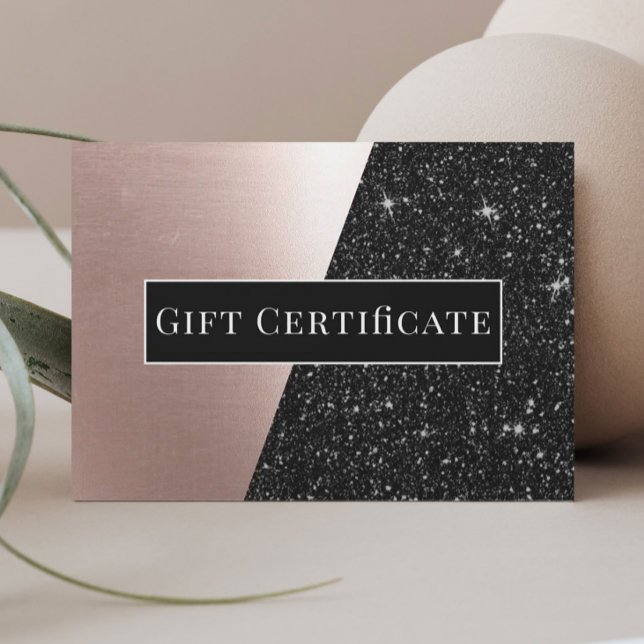 Gift Certificates Rose Gold & Black Glitter Salon (Creator Uploaded)