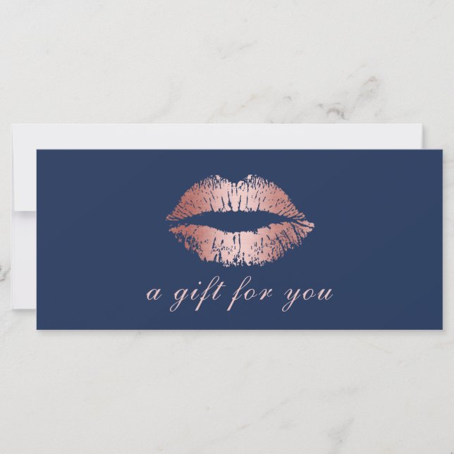 Gift Certificates | Rose Gold Lips Navy Blue Salon (Front)