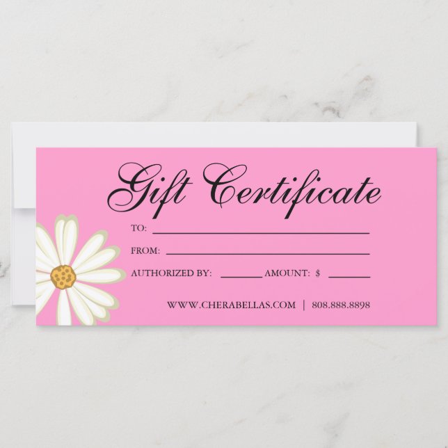 Gift Certificates Salon Daisy Flower pink (Front)