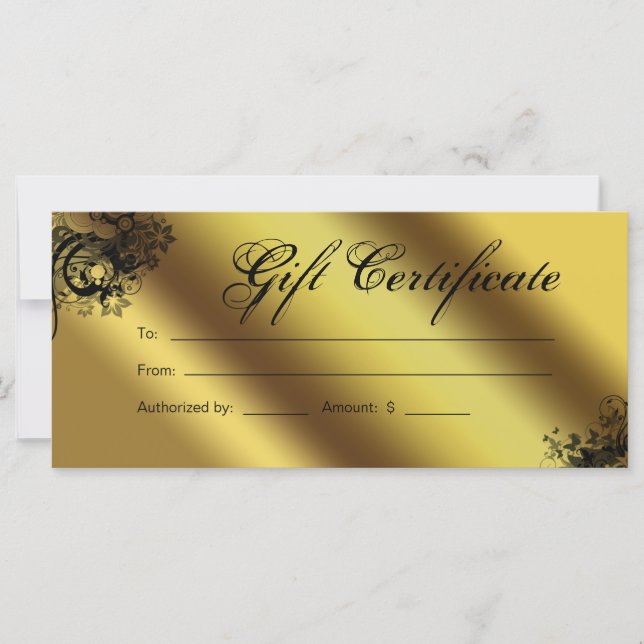 Gift Certificates Salon Spa Gold Floral Butterfly (Front)
