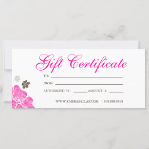 Gift Certificates Salon Tropical Flower pink brown