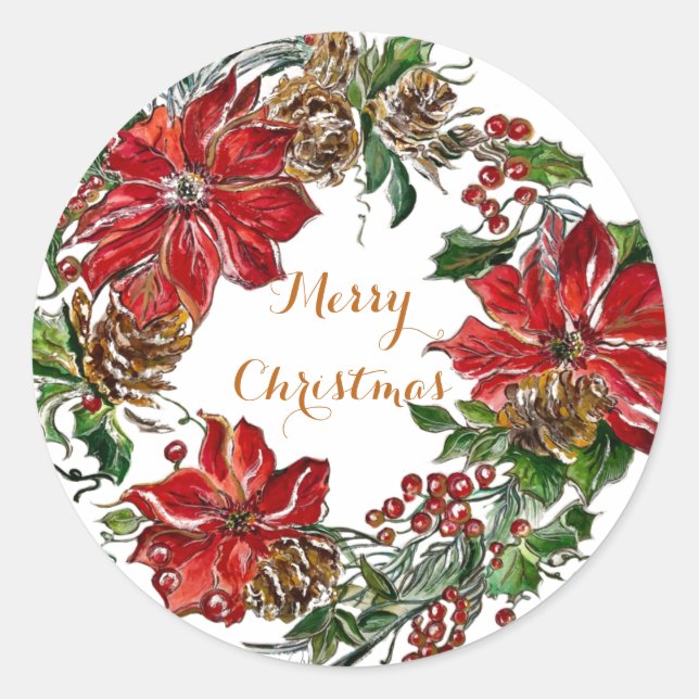 Gift Classic Round Christmas Sticker (Front)