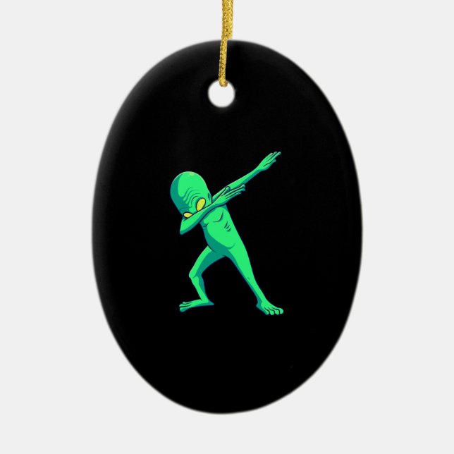 Gift Dance | Dabbing Alien Halloween Dab Dance Ceramic Ornament (Front)