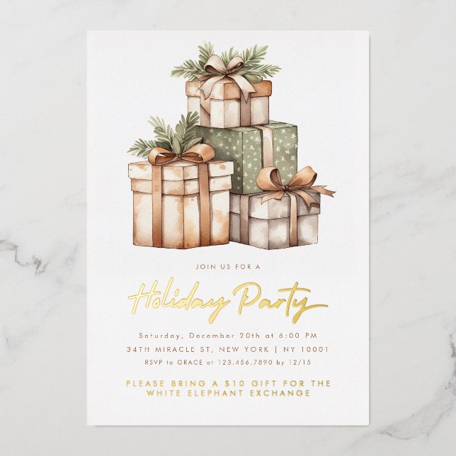 Gift Exchange White Elephant Party Invitation (Front)