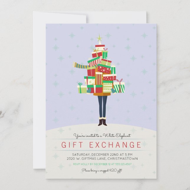 Gift Exchange White Elephant Party Invitation (Front)