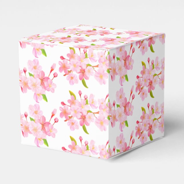 Gift/Favour Box-Pink Blossoms Favor Box (Front Side)