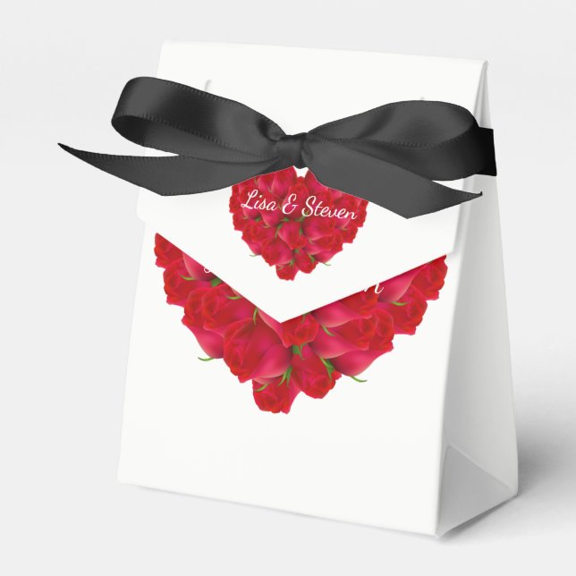 Gift/Favour Box-Red Roses Heart Favor Box (Front Side)