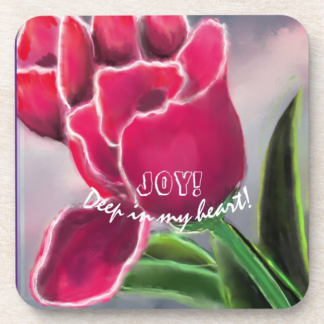  Gift Floral Design, Personalize Typography  Coaster (Front)