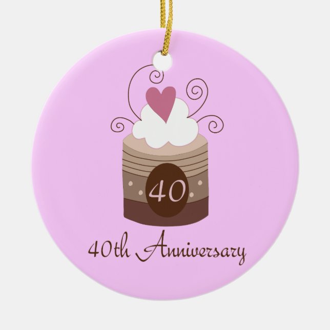 Gift For 40th Wedding Cute Cupcake Ceramic Ornament (Front)