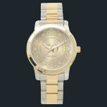 Gift For 50th Wedding Anniversary Watch<br><div class="desc">Commemorate your 50th wedding anniversary with this elegant design—a gol ornate mandala on an Image metallic gold background.
They are embellished with white diamonds —customizable text in gold inside a shiny gold circle.</div>