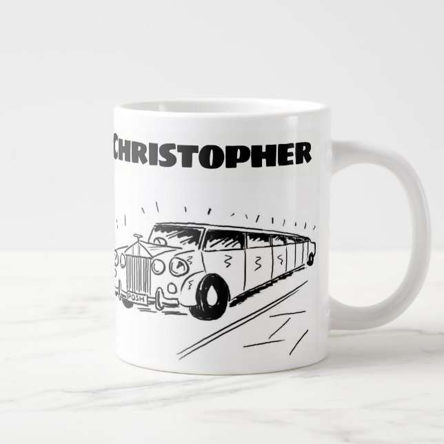 Gift for a Limousine Chauffeur with Name Large Coffee Mug (Right)
