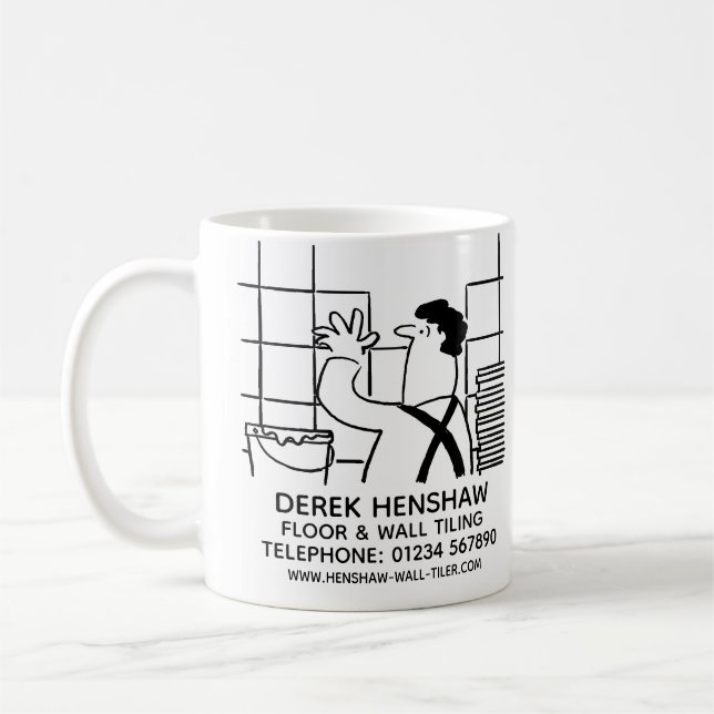 Gift for a tiler. Wall Tiling Business Promotional Coffee Mug (Left)