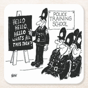 Gift for a UK Policeman - Police College Cartoon Square Paper Coaster