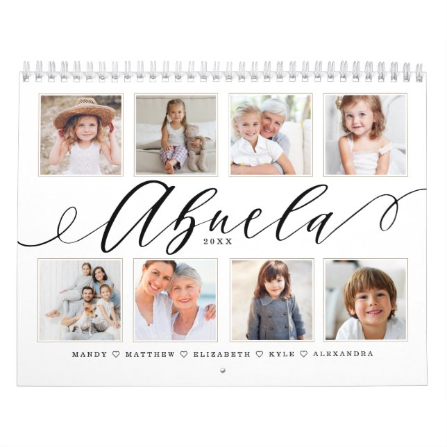 Gift for Abuela | Grandchildren Family Photos Calendar (Cover)