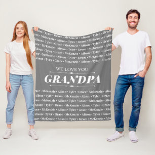 Gift for Anyone with Family Member Names Pattern Fleece Blanket