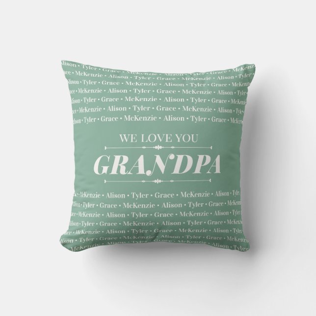 Gift for Anyone with Family Member Names Pattern Throw Pillow (Front)