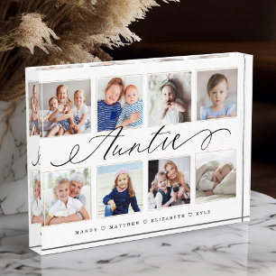 Gift for Auntie Grandchildren Photo Collage Block