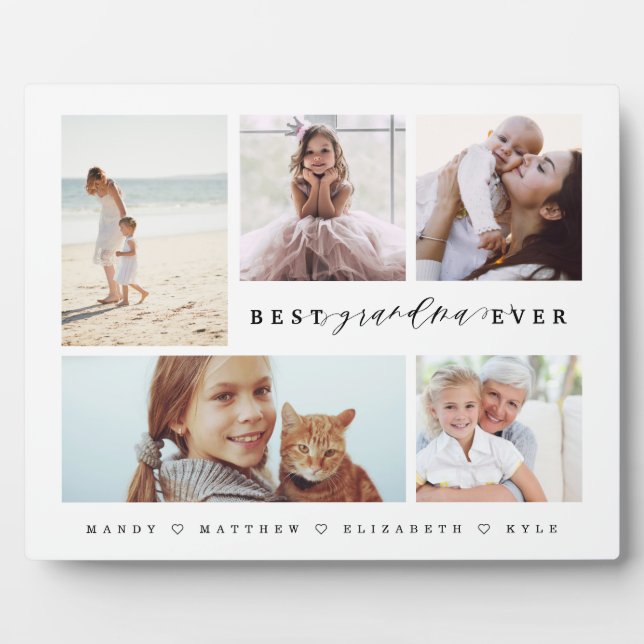 Gift For Best Grandma Ever Family Photo Collage Plaque (Front)