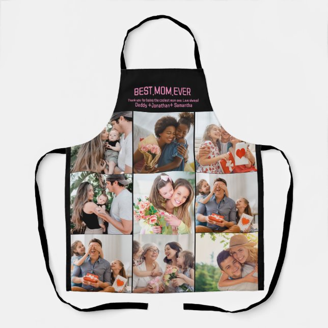 Gift For Best Mom Ever Family Photo Collage Apron (Front)